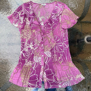 VTG floral frilly blouse by Nicola size L